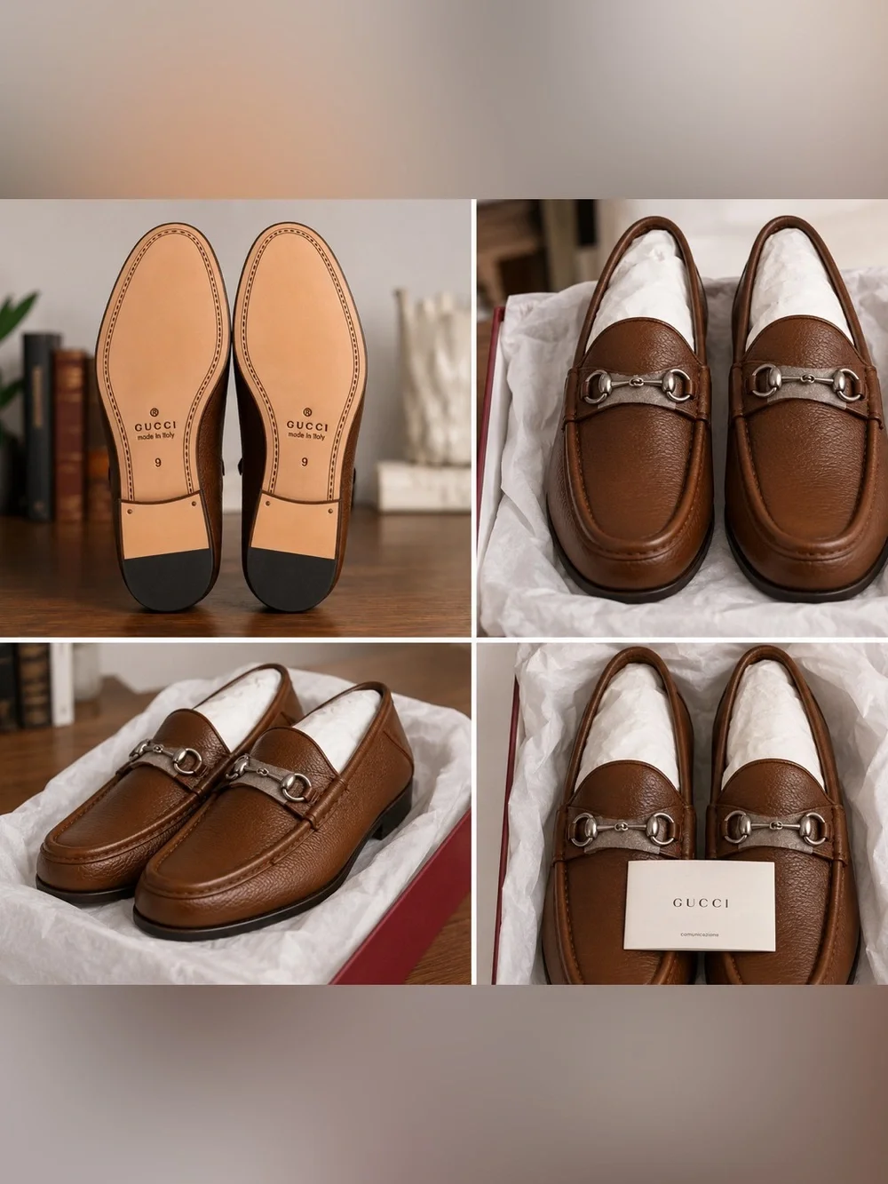 Gucci Bryanne Horsebit Leather Loafers – Nut Brown – Men’s Size 9 – Brand New